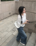 Fend Strap Wide Denim Pants