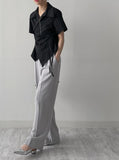 Pastel one-tuck wide slacks