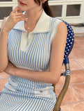 Epic Stripe Collar Sleeveless Knit One Piece