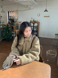Rital Wool High Neck Fur Jacket