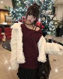 Leon collar quilted fur half jacket