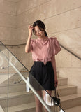 Lovell Ribbon Tie Shirring Blouse
