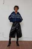 eyelet leather bermuda pants