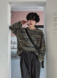 Berry fringe hair loose fit knit tee