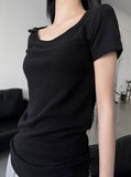 Button Accent Slim Tee