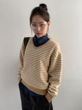 Ttet Stripe Wool V-Neck Knit