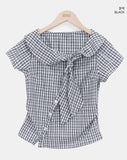 Yonning Check Short Sleeve Blouse