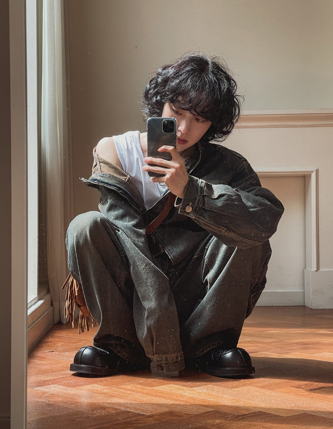 【2plan】Deep L Washing Beige Hood Denim Jacket 2plan (ツープラン) - ディープLウォッシングベージュフード