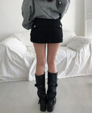 Mitsu Damage Back Pocket Mini Skirt