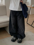 Calton Washing Denim Balloon Wide Pants