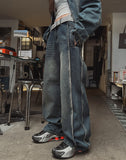Ocean washing side cut denim pants