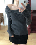Chiro Ribbon Off-Shoulder Knit
