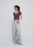 Front pocket balloon nylon pants