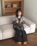 Mowell Black Washed Wide Cargo Denim Pants