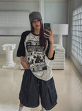 Root Stitch Cargo Bermuda Denim Pants