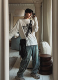 Tin washed strap cargo denim