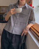 Fury Seersucker Crop Short Sleeve Shirt