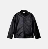 Concrete Crack Leather Jacket