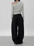 Flap Cotton Denim Pants
