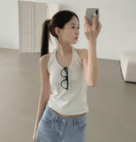 Halterneck Solid Cotton Blend Basic Fit Sleeveless