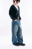 Applique lined denim pants