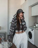 Mock Military Deep V Crop Hood Zip-up