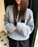 Sodan round neck henley neck loose wool long sleeve knit