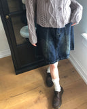 Yuan Cut Washed Denim Midi Skirt