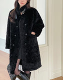 Betia High Neck Boucle Mustang Double Long Coat