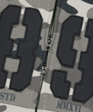 CAMO APPLIQUE CROP ZIP UP HOODIE