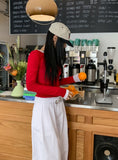 Fruit Back Twist Rib Knit Long Sleeve