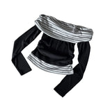 Unen Stripe Color Matching Off-Shoulder