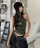 Military color matching line halter top