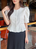 Jane Round Puff Peplum Blouse