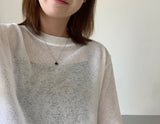 Jorit See-Through Strap Ribbon Long Sleeve Tee