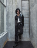 Lidore Metal Button Leather Jacket
