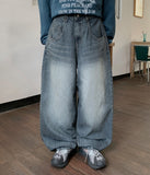 Nellat Cat Washing Cut Balloon Wide Denim Pants