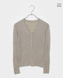 Hapa Button V-Neck Slim Fit Long Sleeve T-Shirt