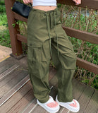 Big Pocket Cargo String Waist Adjustable Balloon Rustling Banding Pants