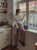 Rolly Tie Off Shoulder Long Sleeve Tee