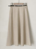 Meshu Suede Flare Long Skirt (Belt Set)