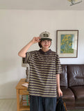 [unisex] Molpory Stripe Collar Short Sleeve Tee
