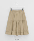 Potto Cotton Frill Tiered Banding Midi Skirt