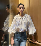 Holly Lane Flower Balloon Blouse