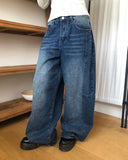 Drok cut balloon fit wide denim pants