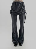 Leel Velvet Shirring Skirt Pants