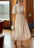 Poen Chiffon Shirring Flare One Piece