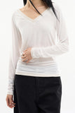 Panay sheer wide V-neck T-shirt