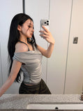 Soft Fit Layered Off-Shoulder Sleeveless