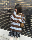 Keru stripe color matching collar knit